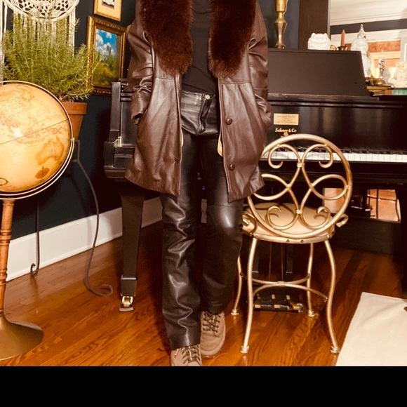 Y2K Heart Moon Star black leather pants size 6 - Picture 4 of 12